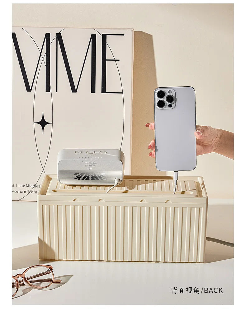 Cable Storage Box With Lid For Home Office High Capacity Cord Organizer Space Saving Desktop Socket Cable Management Box