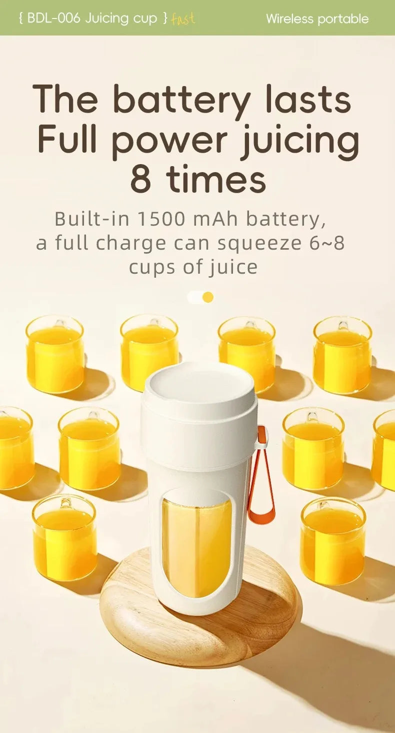 Electric portable blender, 12-blade 400ML juicer, fruit blender, USB rechargeable smoothie juicer, milkshake juicer