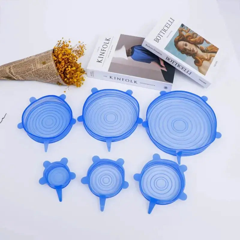 6pcs Reusable Silicone Stretch Lids For Food Bowls - Multifunctional Fruit And Vegetable Fresh-Keeping Cover