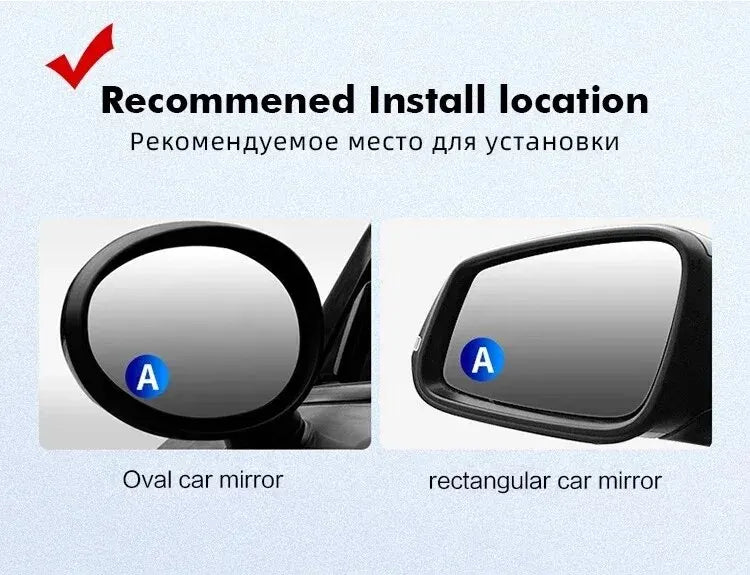 Car Blind Spot Rear View Mirror Wide Angle 360 Degree Adjustable Small Round Mirror Car Reverse Auxiliary Rearview Convex Mirror
