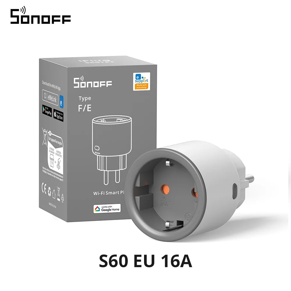 SONOFF S60 TPF EU Wifi Smart Plug 16A Current Smart Socket With Energy Monitoring Remote Control Timer Voice Control Smart Scene