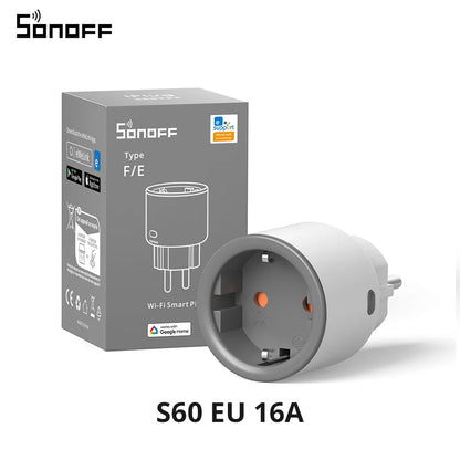 SONOFF S60 TPF EU Wifi Smart Plug 16A Current Smart Socket With Energy Monitoring Remote Control Timer Voice Control Smart Scene