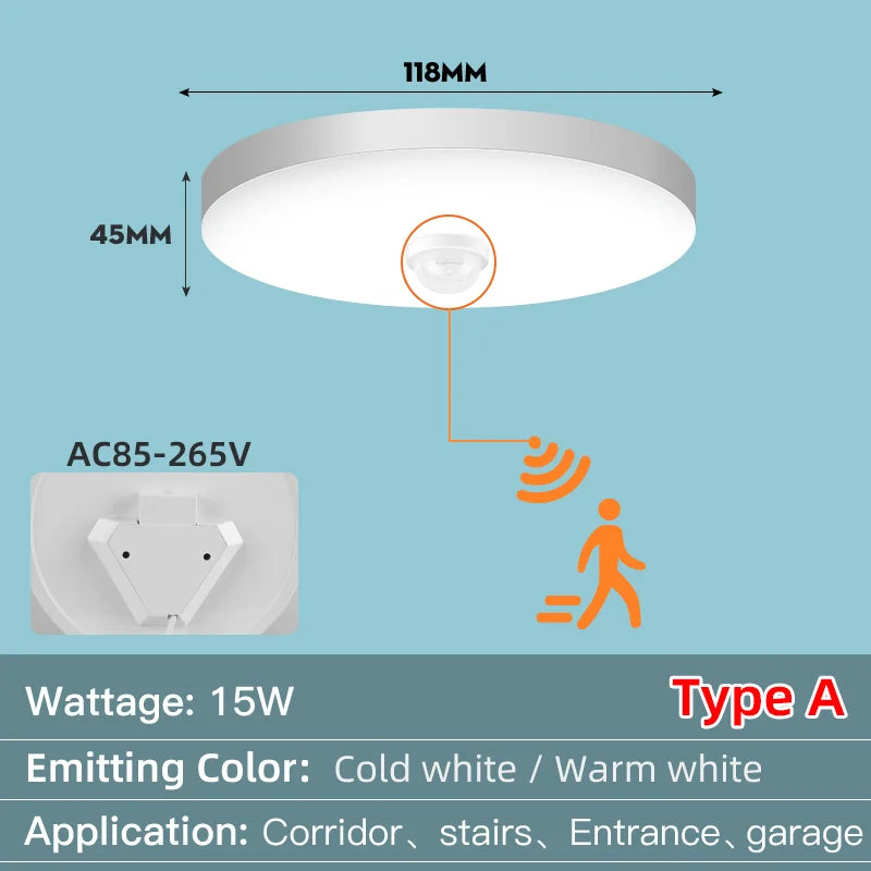 Led Ceiling Lamp With Motion Sensor 40W 30W 20W 18W 15W 12W Led Ceiling Light Fixtures For Entrance Balcony Corridor 110V 220V