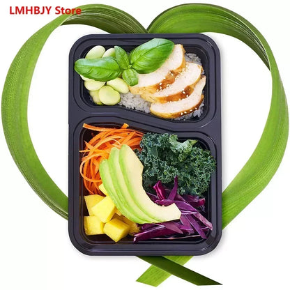 2 Compartment BPA Reusable Meal Prep Containers Rectangular Lunch Containers Microwavable Safe - Stackable Food Storage Trays