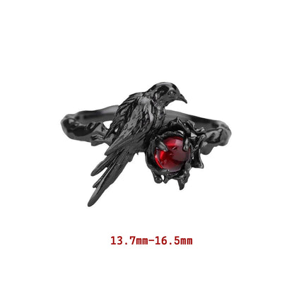 Black Raven Ring - Gothic Horror Handmade Artisan Rings, Promise Cubic Zirconia Jewelry Gift for Women