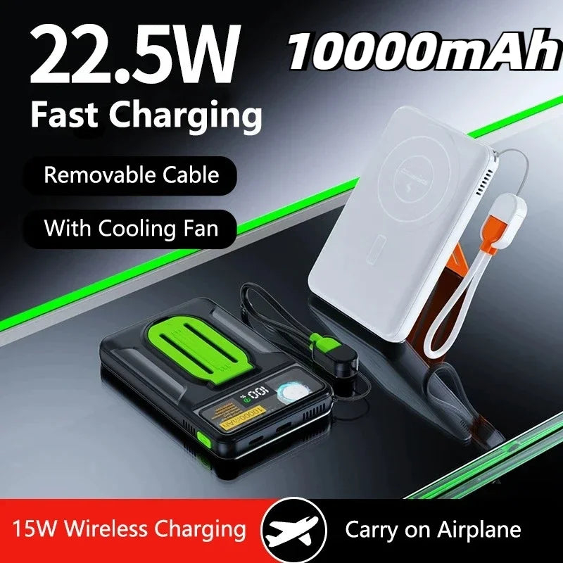 22.5W Magnetic Power Bank 30000mAh Wireless Fast Charging External Battery Turbine Coolingfor IPhone Xiaomi Magsafe Powerbank
