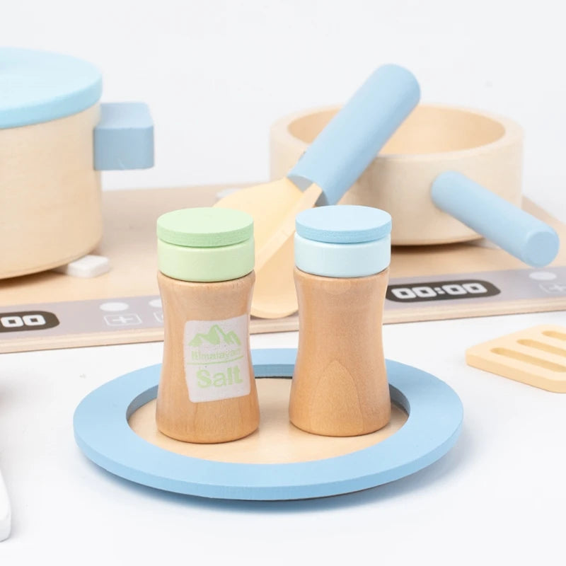 Wooden Toy Play House Early Education Simulation Kitchen Children Cooking Toys Gift