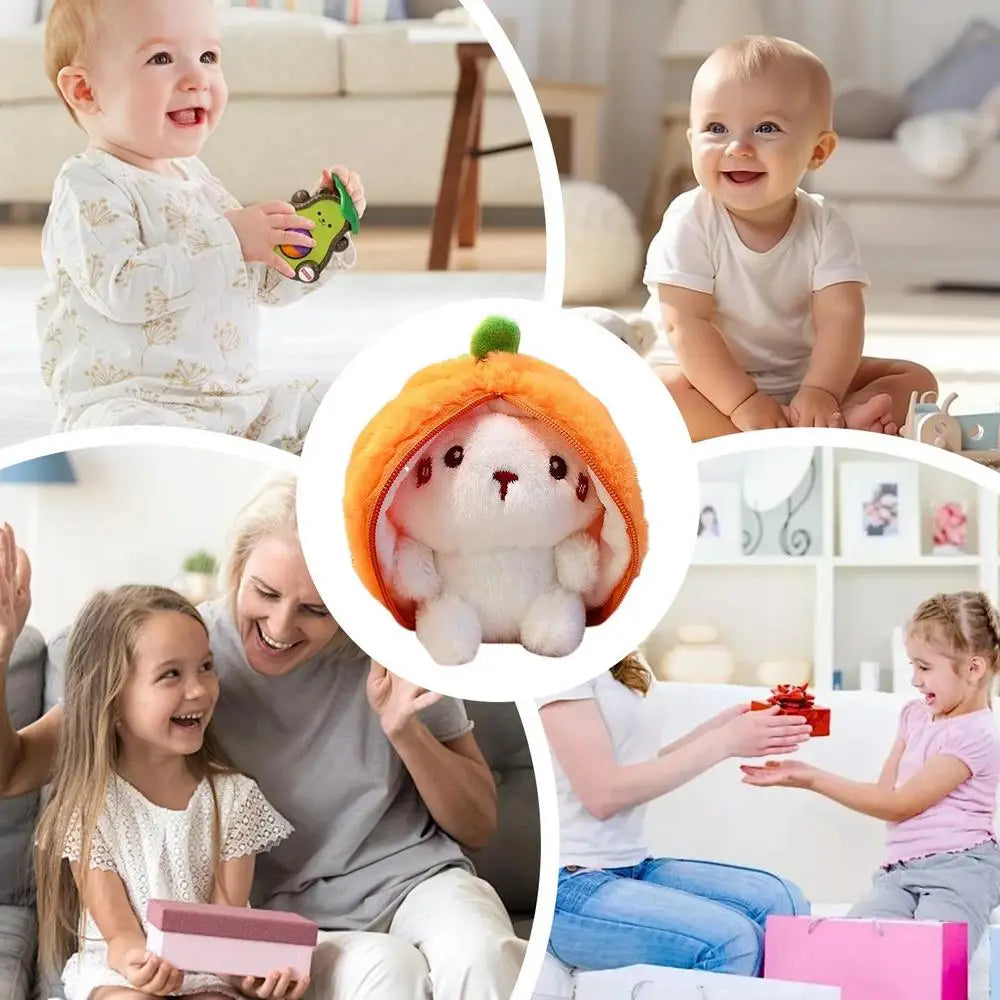 Plush Bunny Doll Reversible Stuffed Animal Carrot Rabbit Figurine Adorable Plush Bunny Toy For Girls Boys Kids Teens Adults