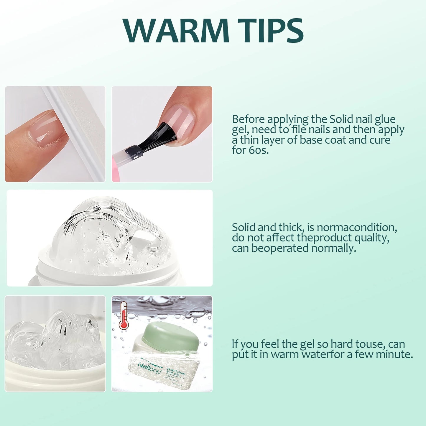 Nailpop Solid Nail Gel Glue for Press On Nails Strong Adhesive Clear Gel Tip Adhesive UV Gel Long-Lasting No Damage 20g (1/3pcs)