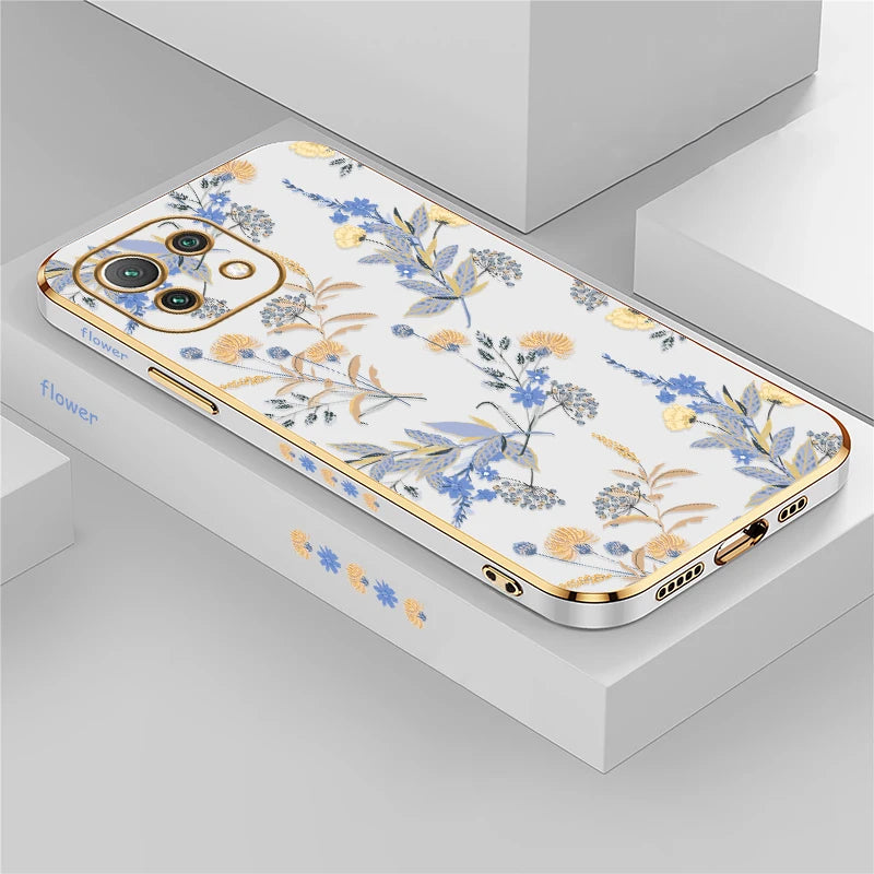 Shockproof Phone Case For Xiaomi Mi 13 13T 14T 14 Pro 12T 11i 2021 11X Pro 12 11 Lite 5G NE Flower Silicone Soft Plating Cover