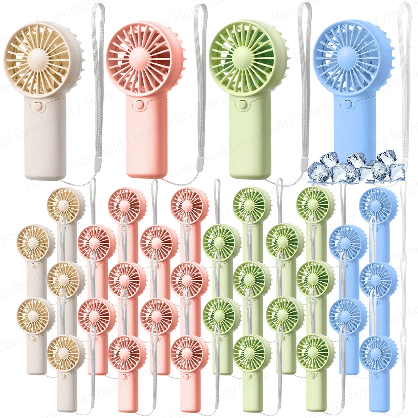 12-120PCS Portable Handheld Fan Bulk Wedding Fans for Guest Mini Handheld Fan Battery Powered Fans with Thank You Cards