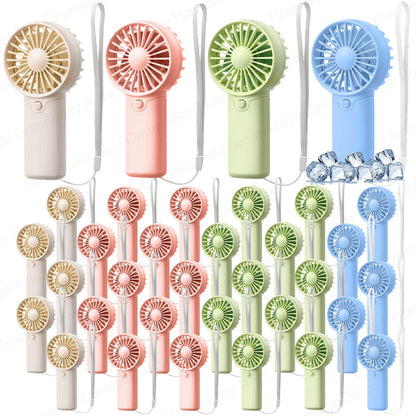 12-120PCS Portable Handheld Fan Bulk Wedding Fans for Guest Mini Handheld Fan Battery Powered Fans with Thank You Cards