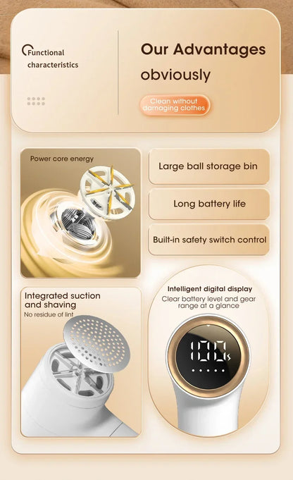 Lint Remover for Clothing Rechargeable Hair Ball Trimmer Fuzz Pellets Clothes Sweater Fabric Shaver Electric Fluff Lint Removers