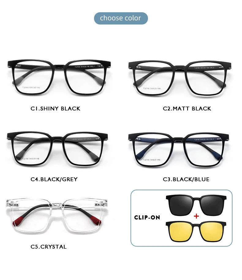 Magnetic Clip on Optical Myopia Glasses For Men Women Polarized Sunglasses Prescription Reading Glasses Blue Light Glass #TJ2190