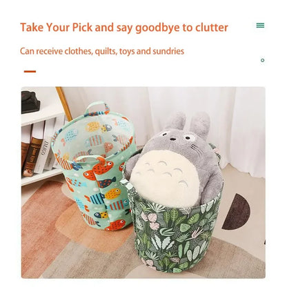 Dirty Laundry Baskets Foldable Round Waterproof Organizer Bucket Cotton Linen Clothing Children Toy Home Large Capacity Storage