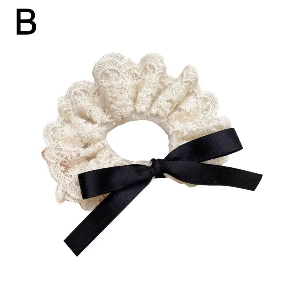 Fashion Lace Scrunchies French Romantic Elastic Hair Bands Girls Solid Ponytail Holder Headwear Hair Rope Women Hair Accessories
