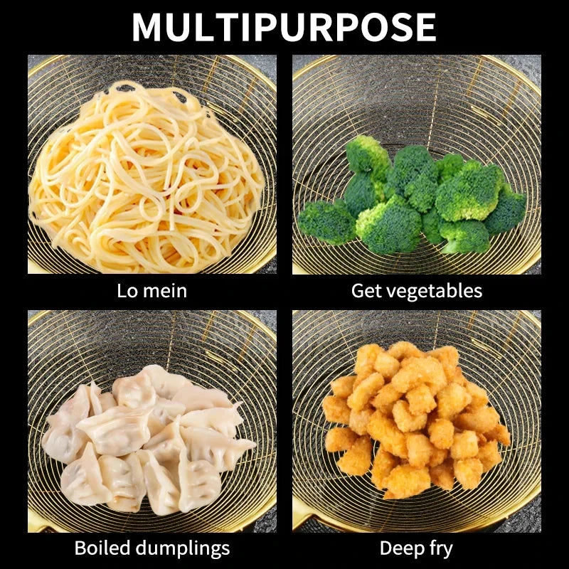 Strainer 304 stainless steel household kitchen scoop Hot pot pot strainer for deep-frying noodles strainer spoon