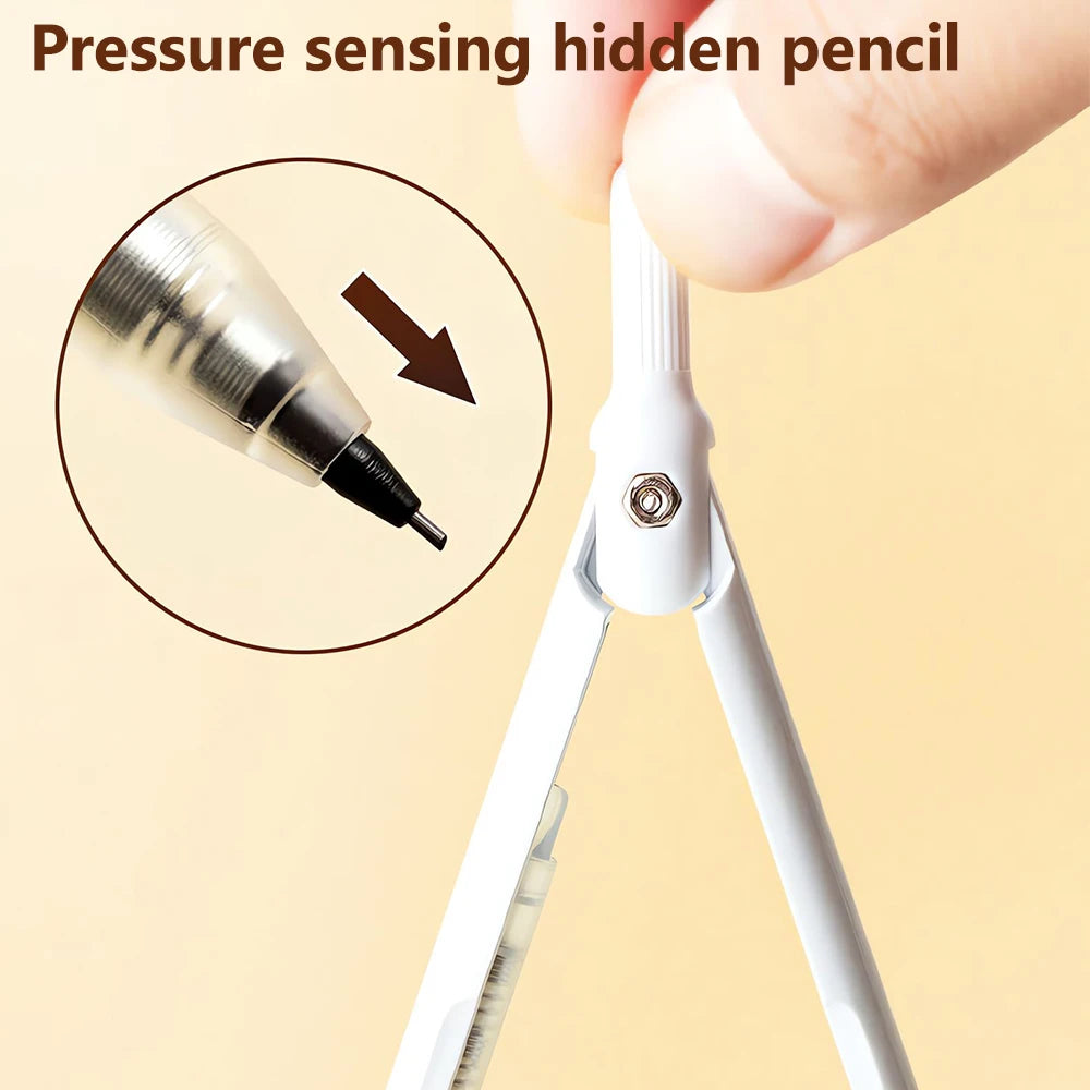 M&G Push-Free Mechanical Lead Compass *1 with Cap for Student Exam Drawing Student Stationery White