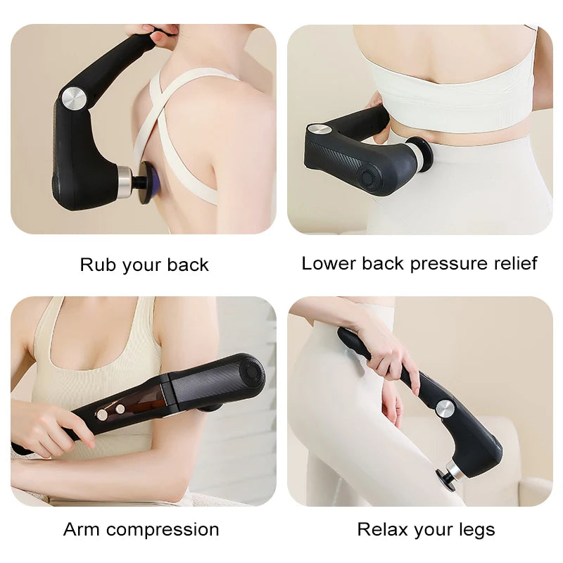 Portable Foldable Massage Gun Heat Cold Head Rotatable Design Professional Handheld Massager Whole Body Back Neck Muscle
