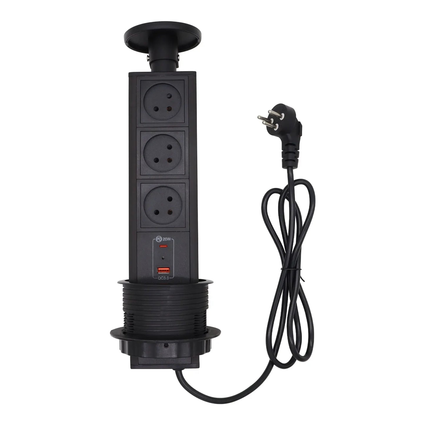 Pop up the socket; Embedded desktop socket; 3-digit AC power USB-A/C Supercharging PD 20W; Used for conference desks, kitchen an