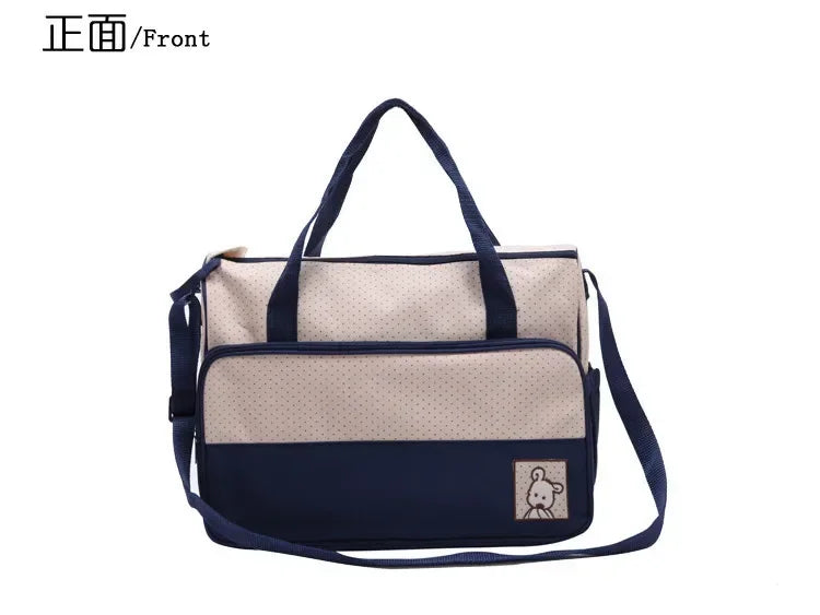 5 Pcs/set Diaper Bag Suits Multifunctional Maternity Mummy Handbag Large Capacity Organizers Baby Changing Diaper Nappy Bag