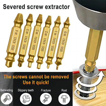 6pcs Damaged Screw Extractor Set: Double Head Screw Remover Tools for Easy Out Bolt Extractor & Broken Head Screw Removers - Hig
