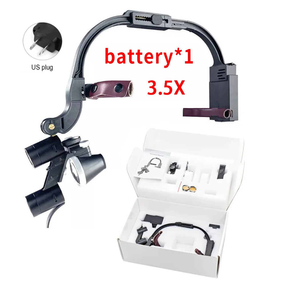 Dental Loupes LED Head Light Lamp With Carton Box 5W Light 2.5X 3.5X Binocular Loupes Dentistry Surgical Headlight