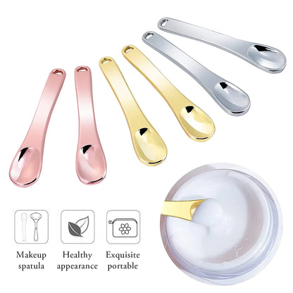 6 Pieces Metal Cosmetic Skincare Spatula, Mini Mask facial Reusable Scoop, Makeup Beauty Spoons for Cream, Lotions, Moisturizer