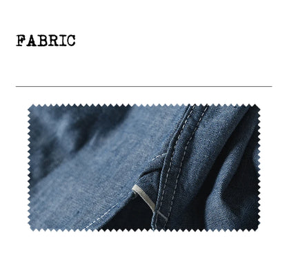 Bronson Repro USN Chambray Work Shirt Rugged Men's Selvedge Workwear Light Blue