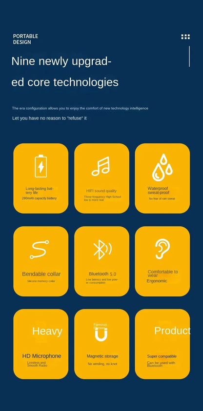 Wireless Headphones Bluetooth 5.0 Neckband Earphones Silicone Hifi 9D Stereo Sports Headset Halter Waterproof Magnetic Earbuds