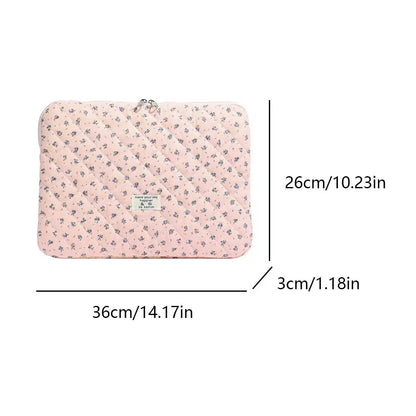 Laptop Sleeve for 11-15 Inch Laptop Tablet Puffy Quilted Floral Laptop Case Coquette Aesthetic Puffy Laptop Sleeve Cover Case