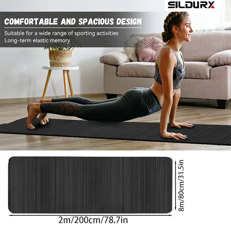 200x80cm 15mm Thick Yoga Mat - High Density Anti-Slip for All Levels & Pilates - Portable Home/Outdoor Workout Mat