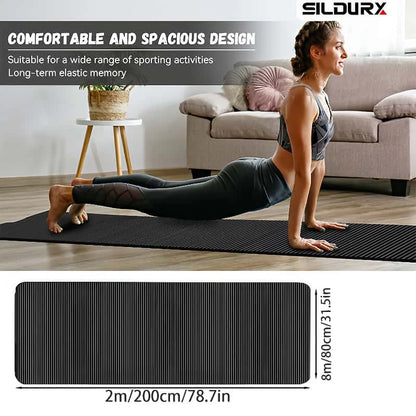 200x80cm 15mm Thick Yoga Mat - High Density Anti-Slip for All Levels & Pilates - Portable Home/Outdoor Workout Mat