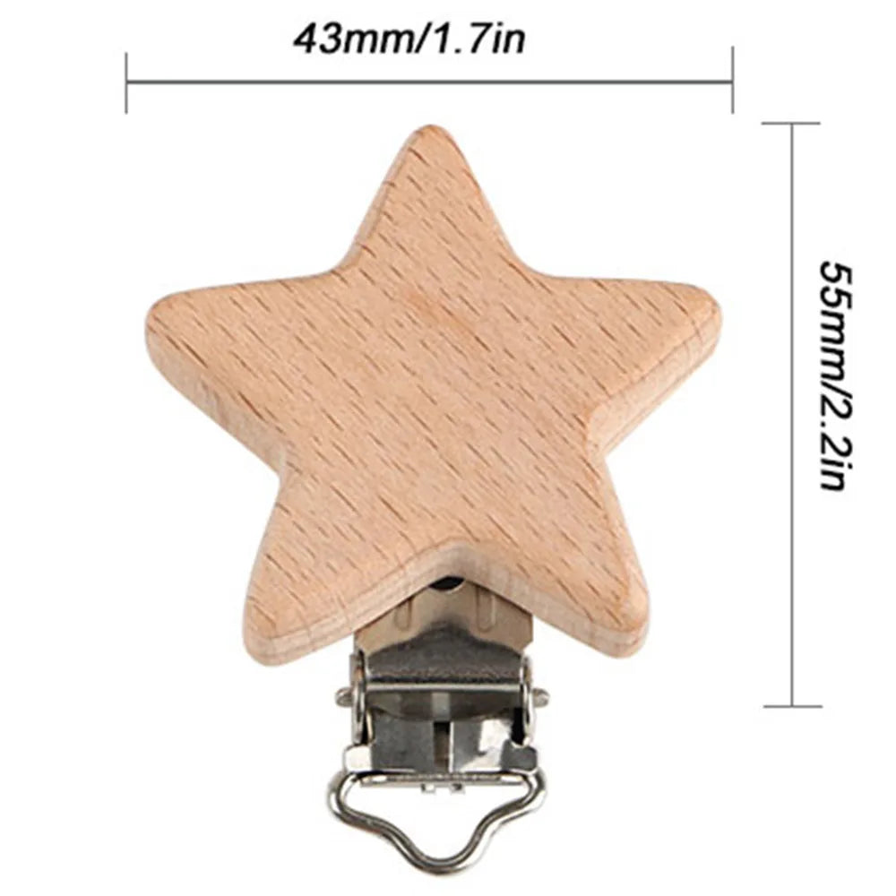 Kovict 5Pcs 19 Styles Beech Wooden Clips Metal Bracket DIY Pacifier Chain Handmade Crafts Accessories