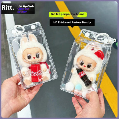Labubu Fully Transparent Square Walking Bag Labubu Sitting Posture Protective Cover Labubu Protective Cover Display Bag Fashion