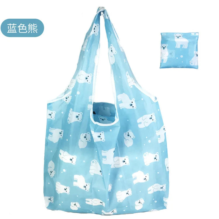 Large Reusable Shopping Bag Women's Foldable Floral Environmentally Friendly Portable Tote Bag Grocery Storage Bag