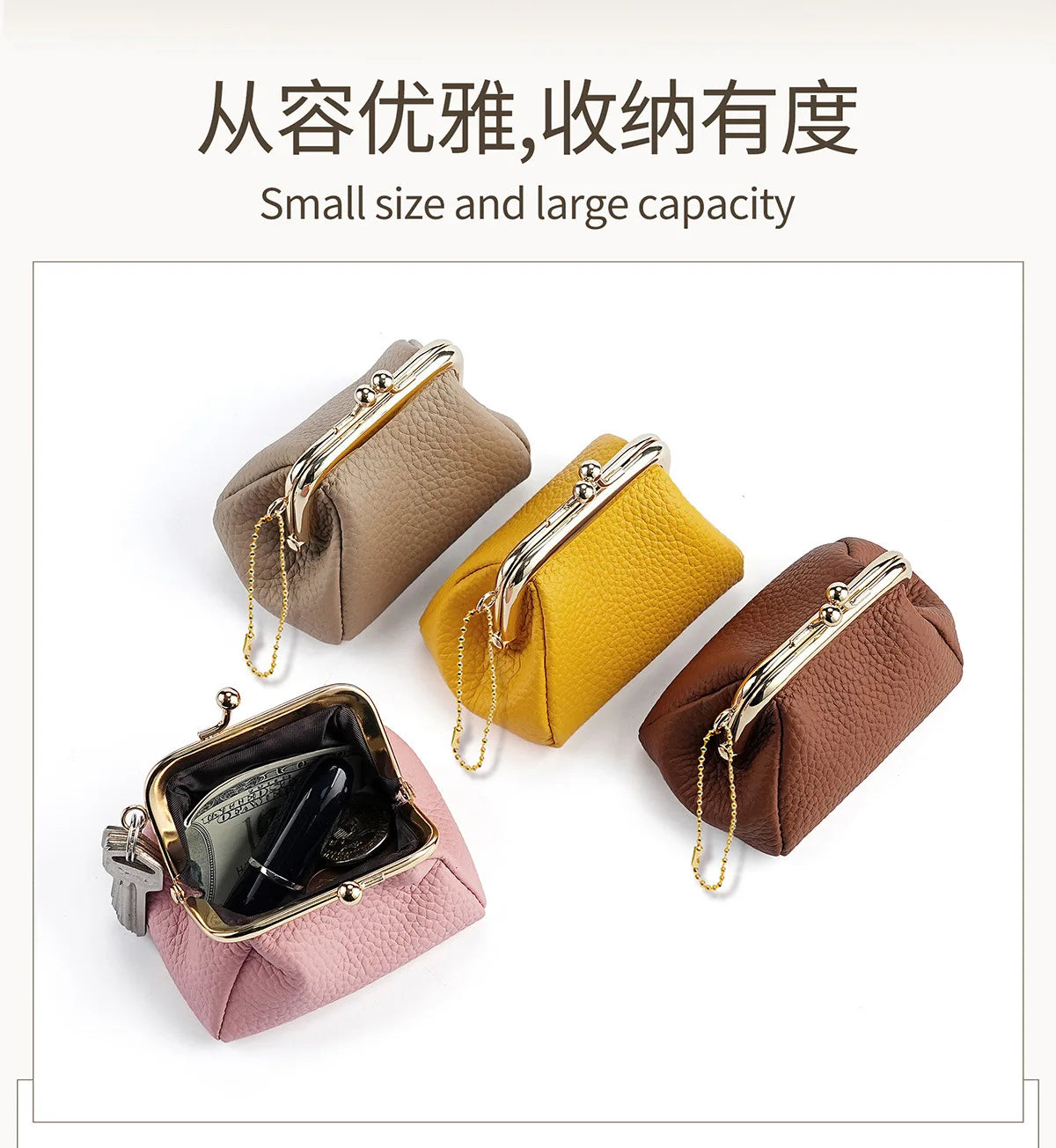 Women Wallets RFID Blocking Bank Card Purse Cowhide Leather Card Holder Mini Credit Coin Case Compact EDC Wallet