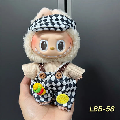 POP Labubu baby clothes 17cm plush vinyl labubu sit-down party first-generation and second-generation suit, clothes only