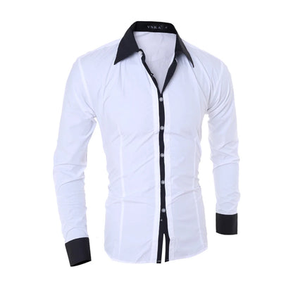 Men Long Sleeve Shirt 2025 Spring Striped Shirts Slim Fit Male Casual Social Patchwork Shirt Turn-down Collar Camisa Masculina