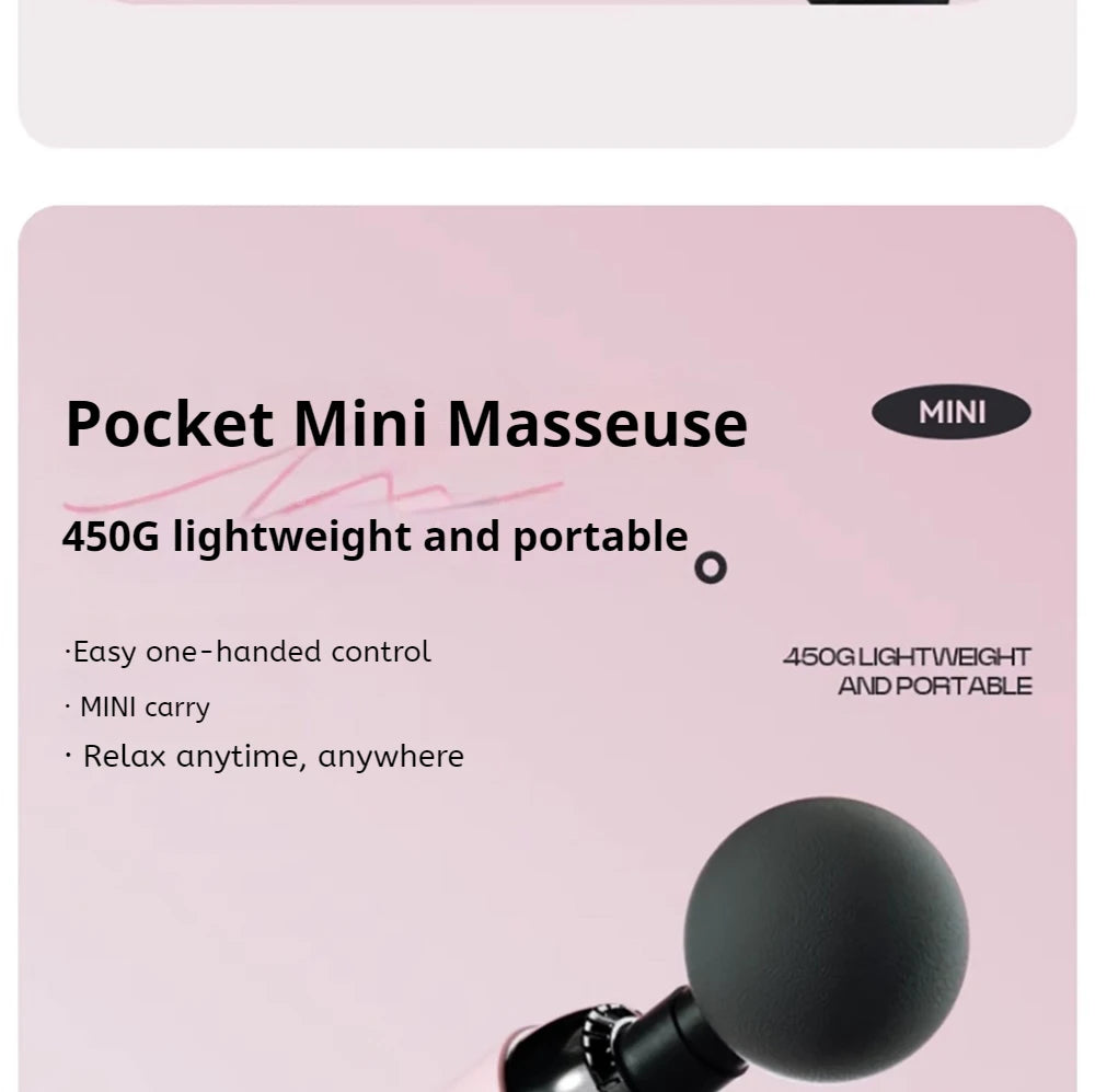 Mini Massage Gun Deep Tissue Muscle Relief Electric Portable for Home Gym Sports Recovery Rechargeable Tool