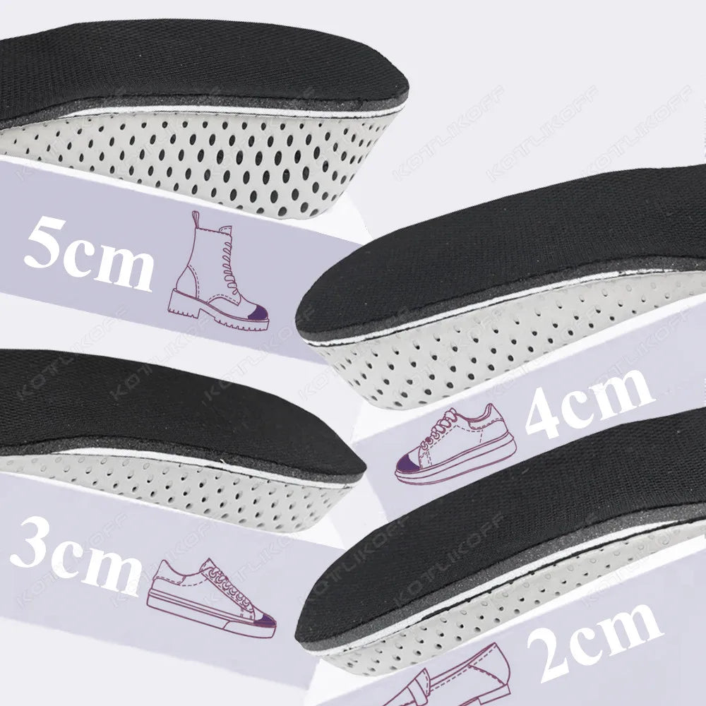Height Increase Half Shoe Insoles Heel Insert Sport Cushion EVA Memory Foam Heel Lifting 2/3/4/5CM Taller Invisible Heighten Pad