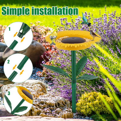 Bird Feeder Wild Bird Sun Floral Standing Feeder Outdoor Bird Bath Feeders Bowl Floral Shape Tray Decorative Garden Yard