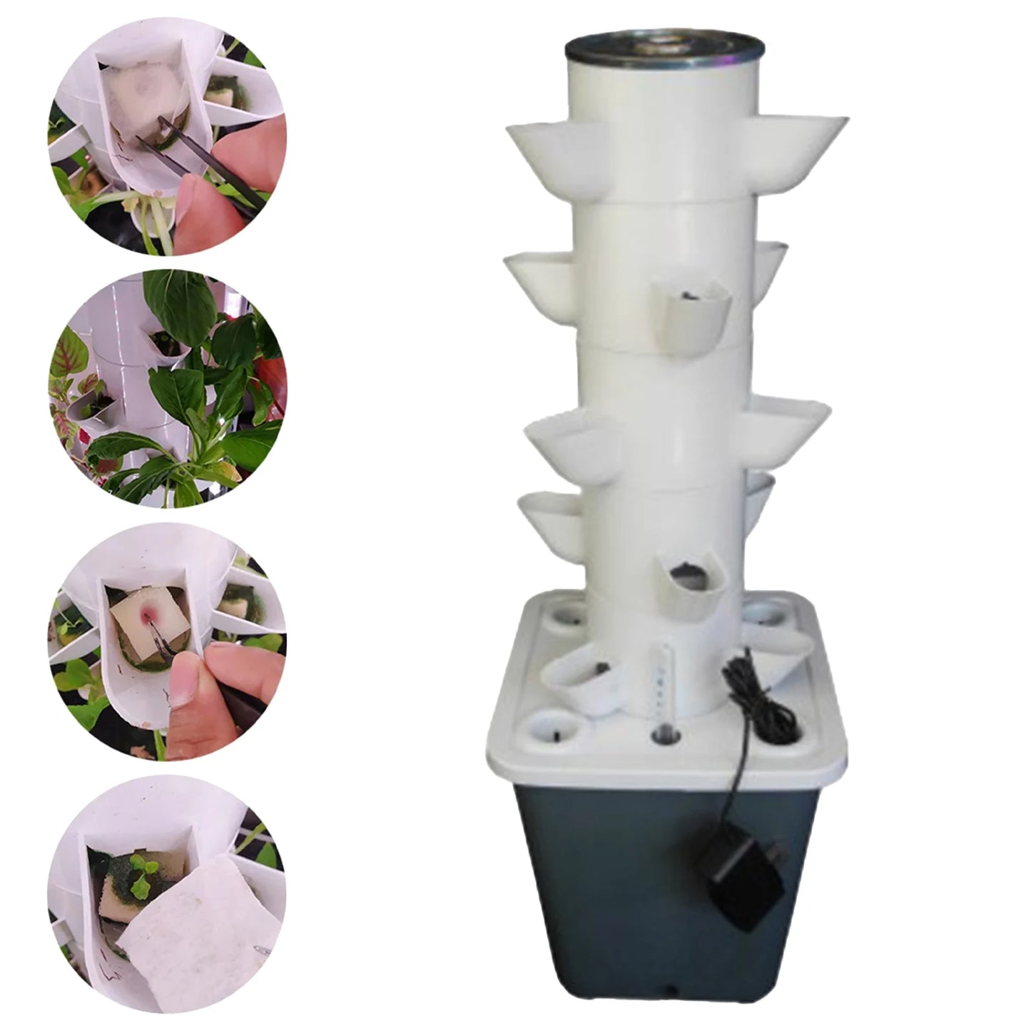15/18/25/30 Holes Hydroponic Grow System Tower Kit Garden Planter Home Yard Water Pump Home Vertical Gardening Planter