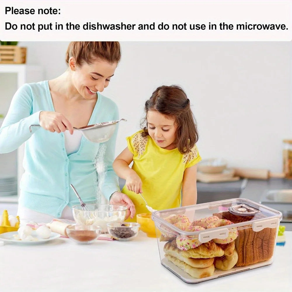 1Pcs Bread Box 3 Size Rectangular Bread Storage Boxes with Time Recording Clear Loaf Bread Container Airtight Bread Keeper Box