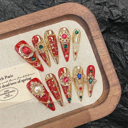 10Pcs High Quality Handmade Press on Nails Simple And Elegant  Royal A must For Trends Fashion Weapon Nail Stickers  Elegant