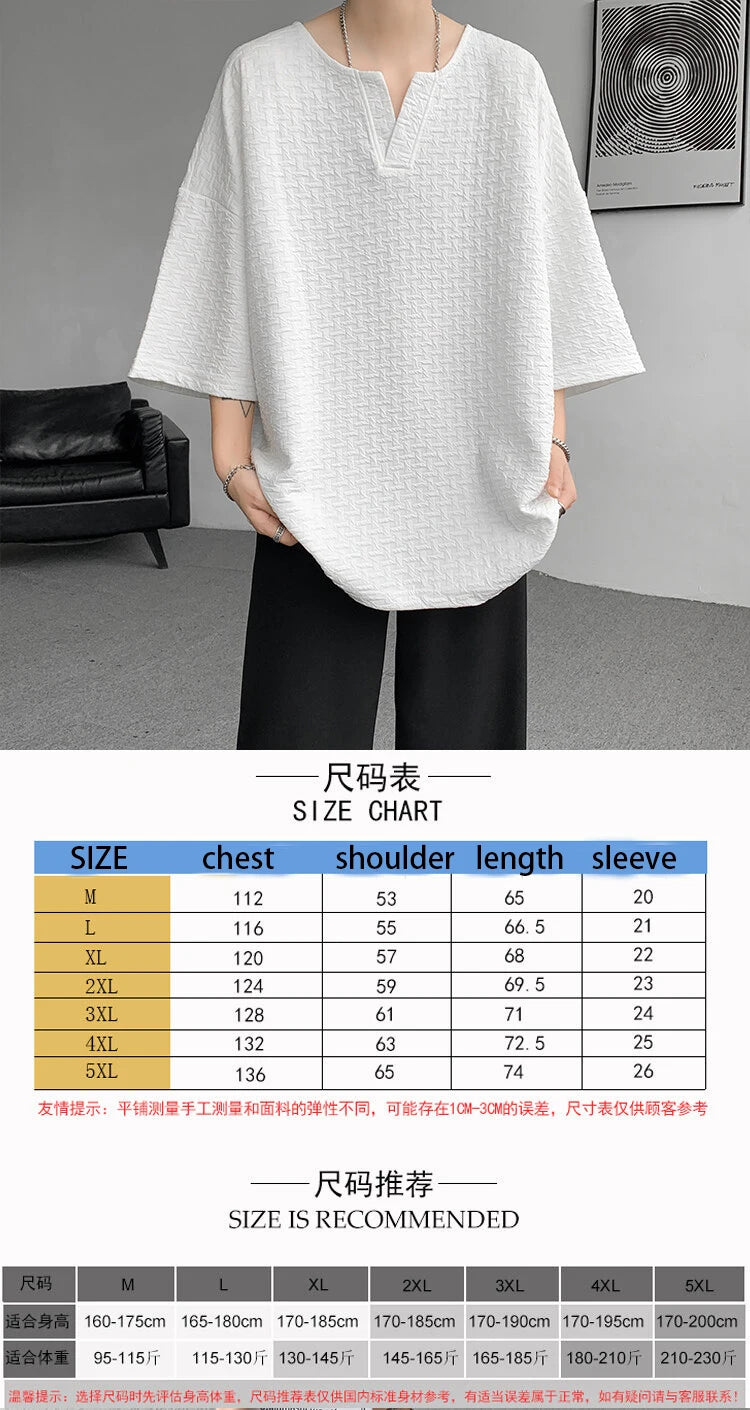 Mens V Neck Loose Fit Tshirt Summer Fashion Comfort Breathable Casual Streetwear Trendy Tee Lightweight Premium Fabric Crew Neck