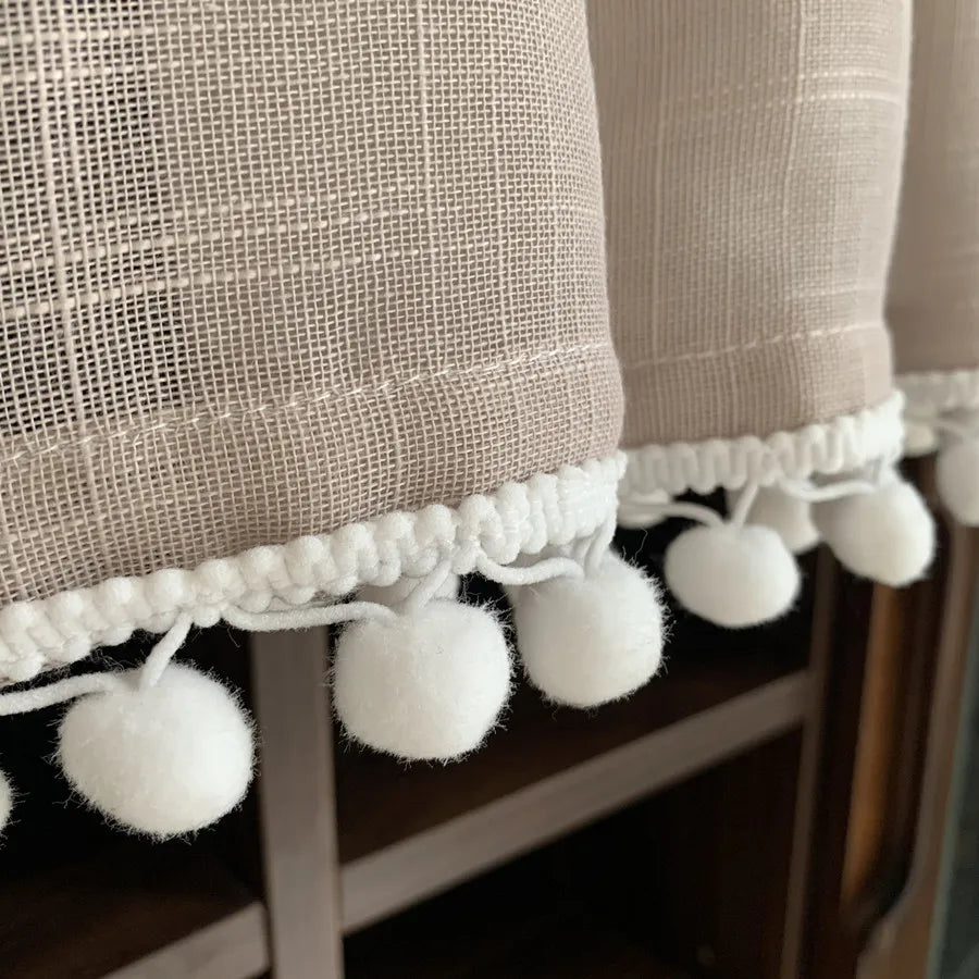 Japanese tassel half curtain partition door curtain kitchen short curtain coffee curtain pastoral decoration short curtain yarn