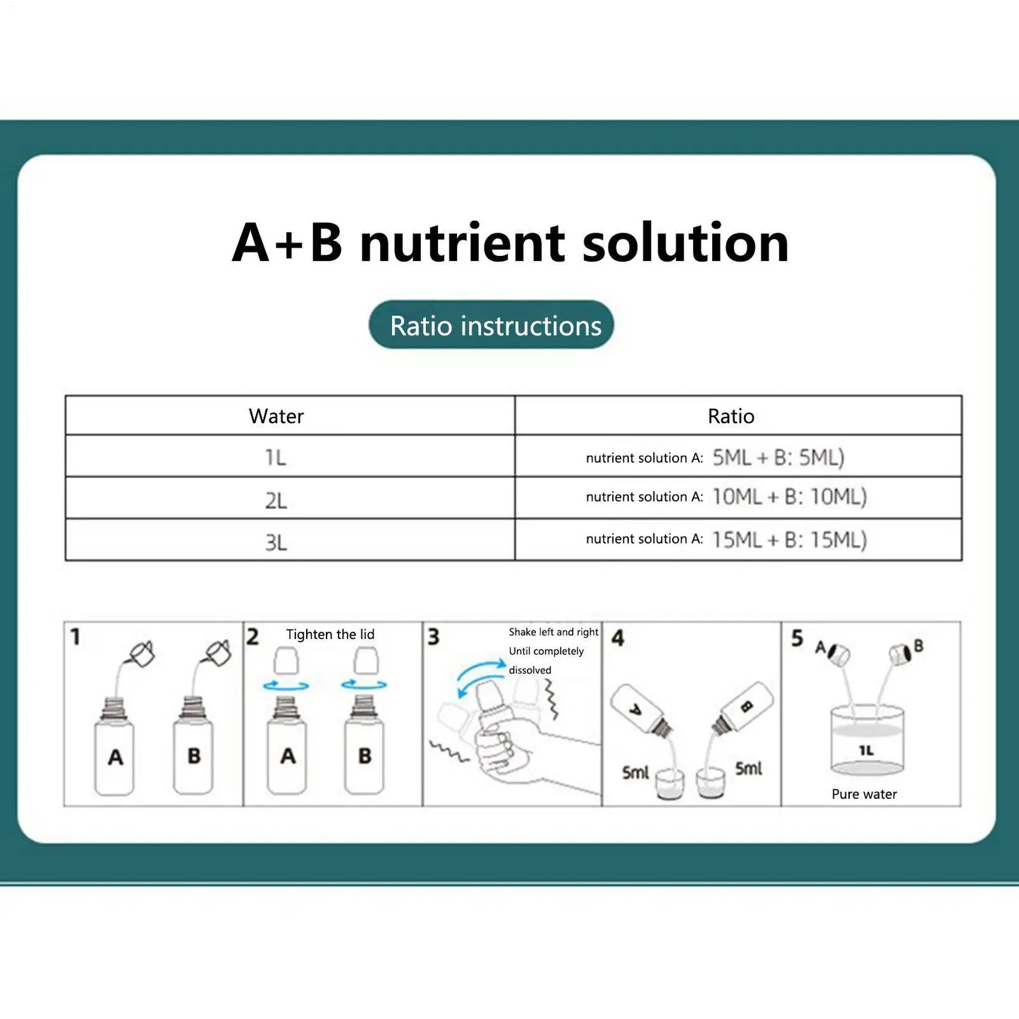 Fertilizer for Plants Plant Food A B Hydroponics Supplies 2 Piece Solution Growing System Accessories for Vegetables Fruits