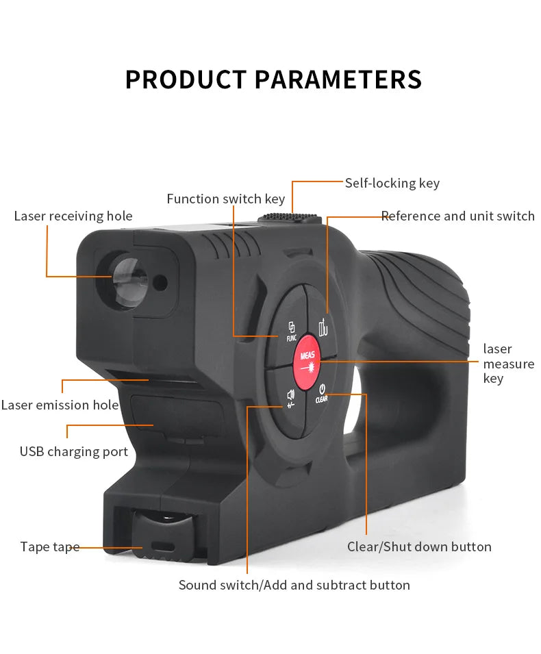 wintape digital display laser distance meter laser tape measure three-in-one intelligent digital measuring ruler