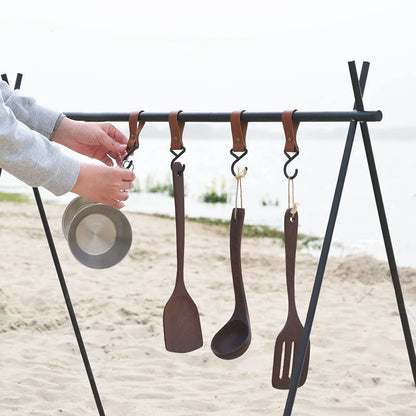1/5pcs Outdoor Camping Hooks  Leather Hanging Hooks S-Shaped Rack Portable Camping Hangers Home Kitchen Storage Supplies